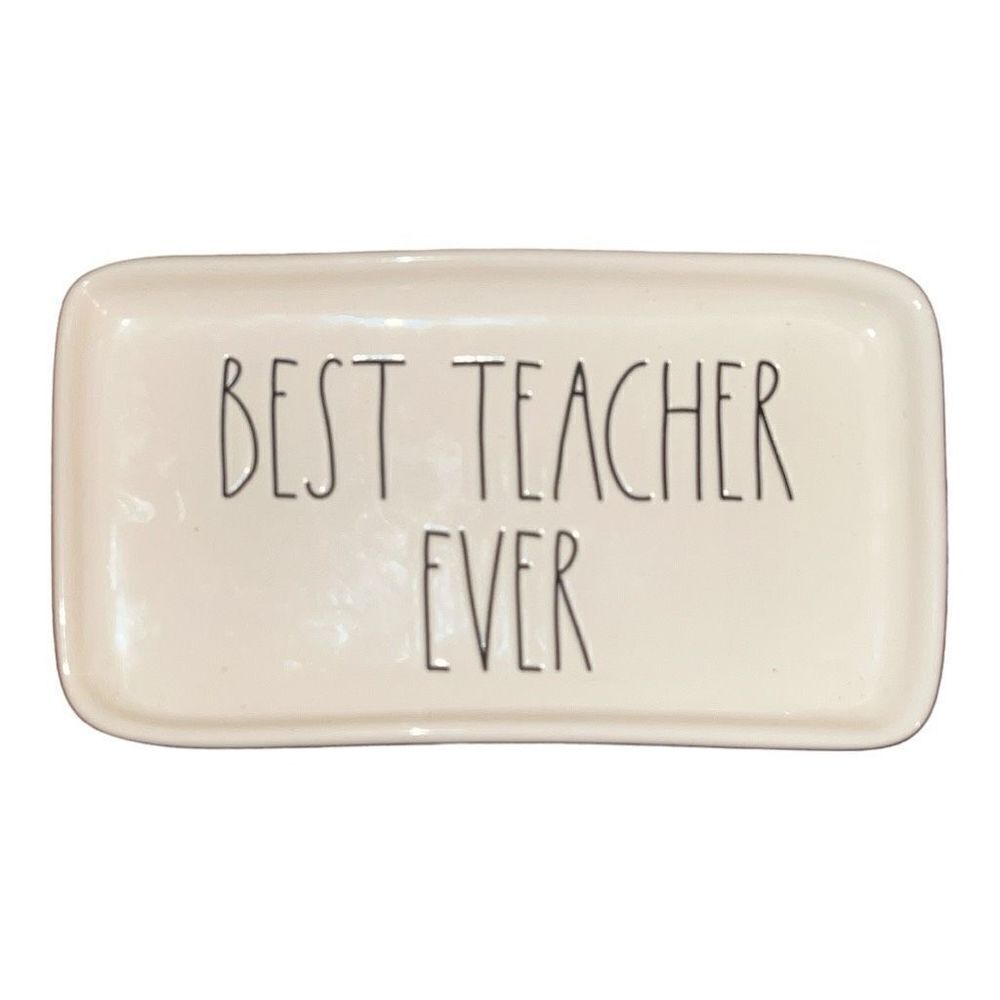 Rae Dunn ceramic rectangle “Best Teacher Ever” dish
